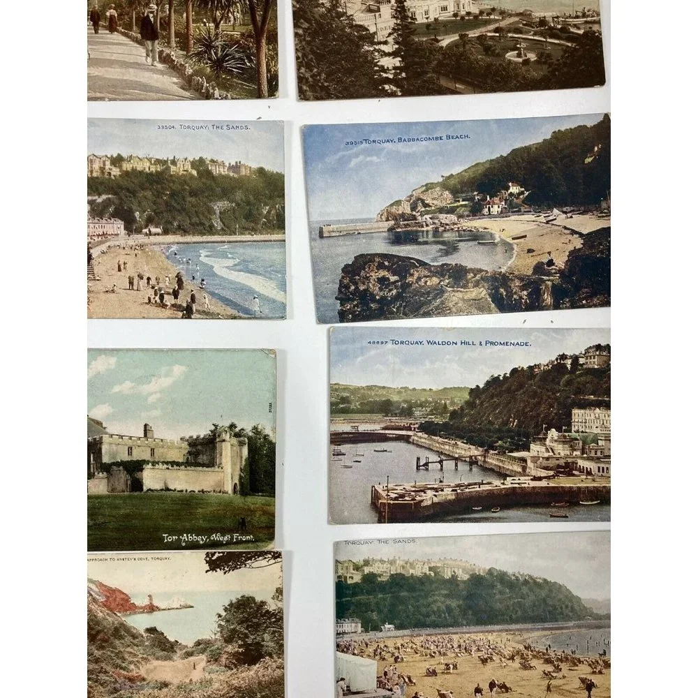 28 Vtg Postcards Torquay England Sands Cove Waldon West Front Beach Lot 1900s
